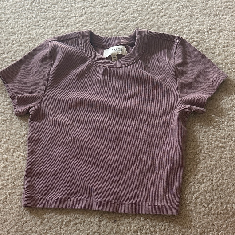 L Space Ribbed Cropped T shirt Mauve